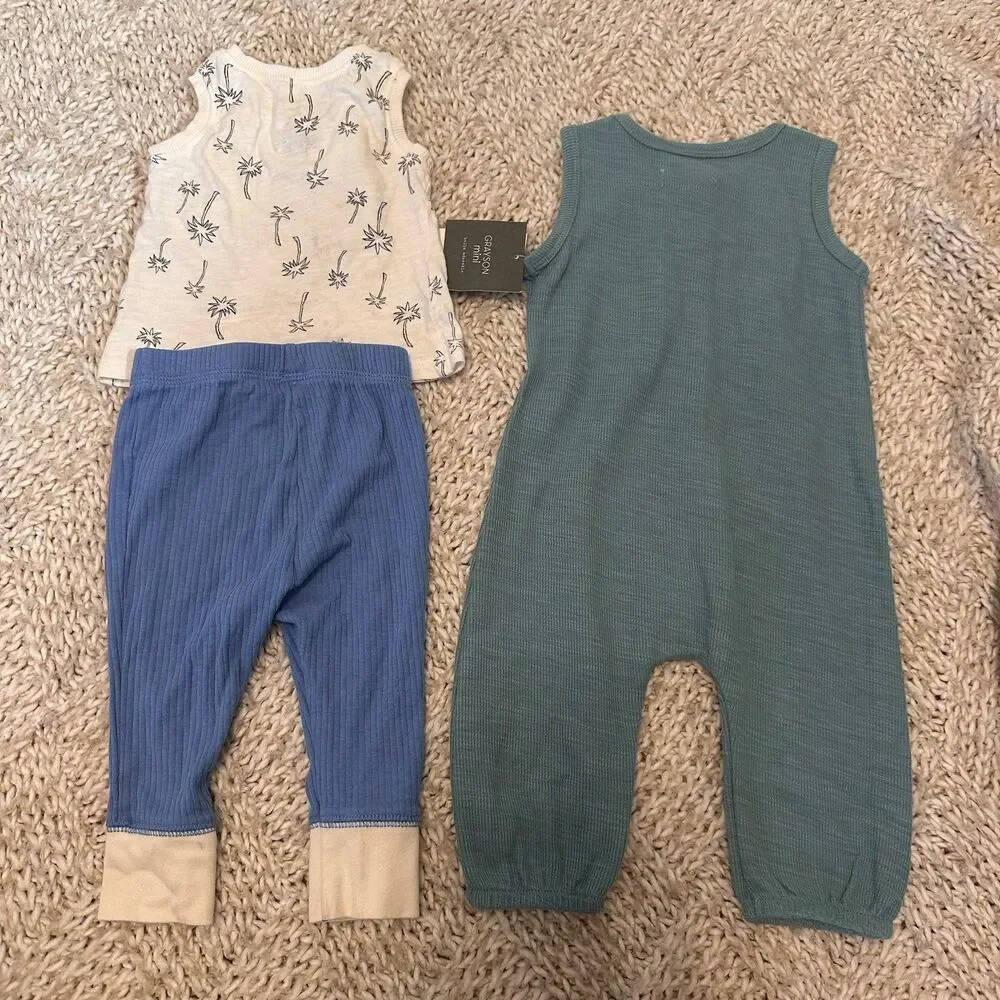 NWT 3/6 Grayson mini romper and sleeveless top with jogger pants